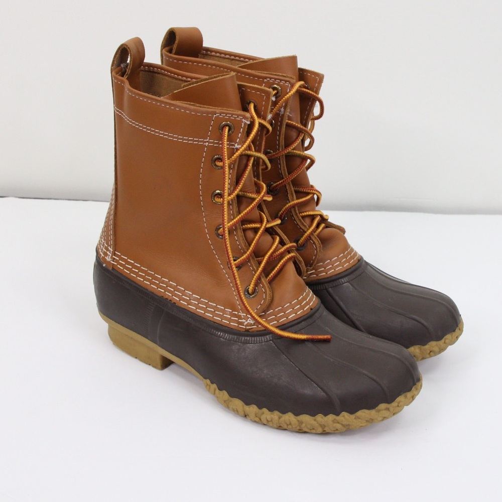 L. L. Bean 8” Unlined Duck Boots 4CM Outdoor Waterproof Lace Up Boot.